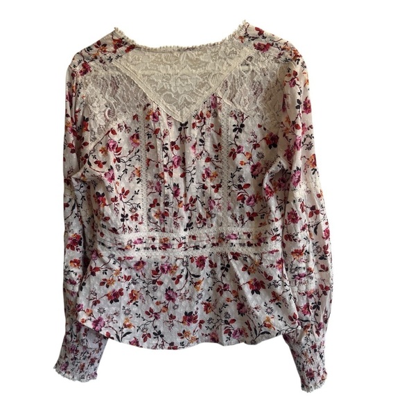 Anthropologie Puff-Sleeved Floral Lace Button Down Top, Size 14 - Picture 9 of 12